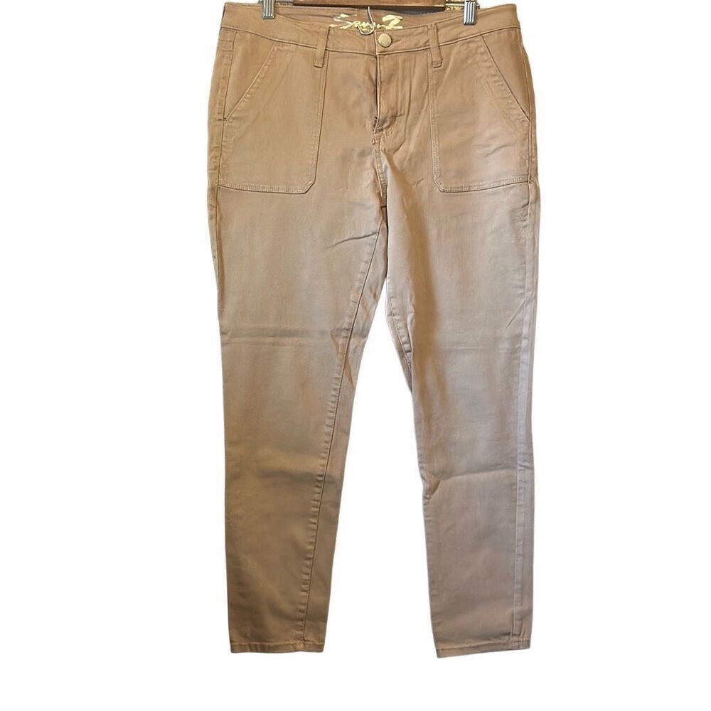 Seven7 Utility Ankle Skinny Pants Tan Women's Size 12 Cotton Blend